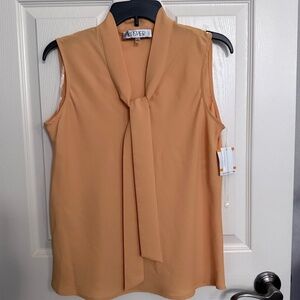 Kasper Sleeveless V-Neck Tie Front Sash Blouse NWT